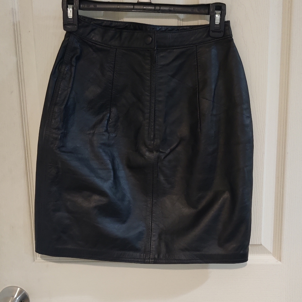 Vintage Black Leather Miniskirt